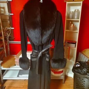 Full length suede leather and fox fur